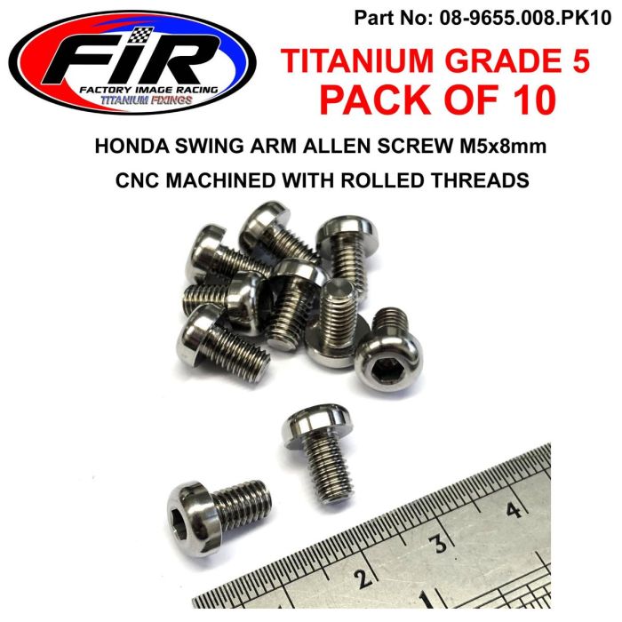 Gr5 M5X8Mm Panhuvud Allen Pack Om 10 / Honda Swing Arm 93500-05008-0G & 90115-Kv3-700 - Styrning & Fjädring - Titanium