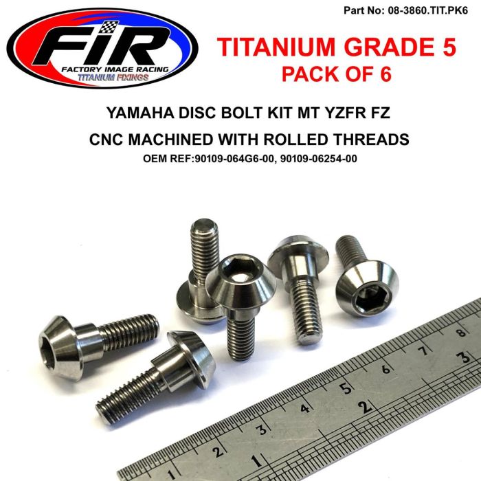 Gr5 Yamaha Bolt Disc M6 / Med Boss Titanium / Pack 6 90109-064G6-00 90109-06254-00