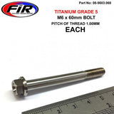 Titanium Gr5 Bolt M6 X 60Mm Varje Flänsod: 11Mm / Hexstorlek: 8Mm / - Generiska Muttrar Och Bultar - Titanium