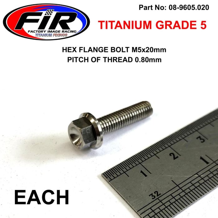 Titanium Gr5 Bolt M5 X 20 Mm Varje Flänsod: 990 Mm / Hex Storlek: 7 Mm / - Generiska Muttrar Och Bultar - Titanium