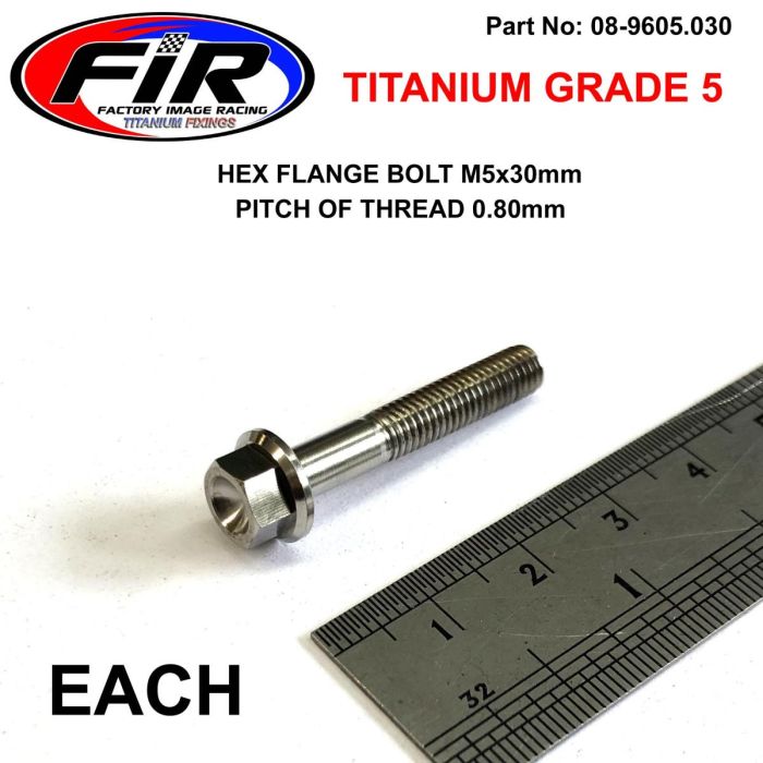 Titanium Gr5 Bolt M5 X 30 Mm Varje Flänsod: 990 Mm / Hexstorlek: 7 Mm / - Generiska Muttrar Och Bultar - Titanium