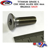 Titanium Csk Allen M6X20Mm Titanium Grade 5 / Varje