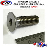 Titanium Csk Allen M8X25Mm Titanium Grade 5 / Varje