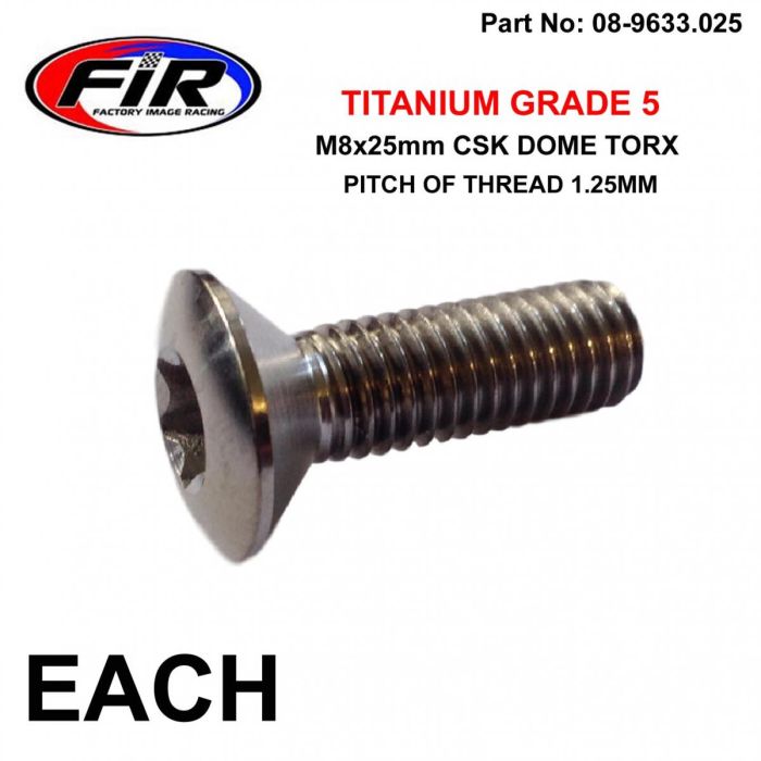 Titanium Gr5 Csk.D Torx M8X25Mm Each - Generiska Muttrar Och Bultar - Titanium