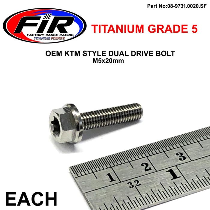 Gr5 Dual/D Ktm Bolt 5X20Mm Ea Titauium / Ktm Oem 0015050203 - Generiska Muttrar Och Bultar - Titanium