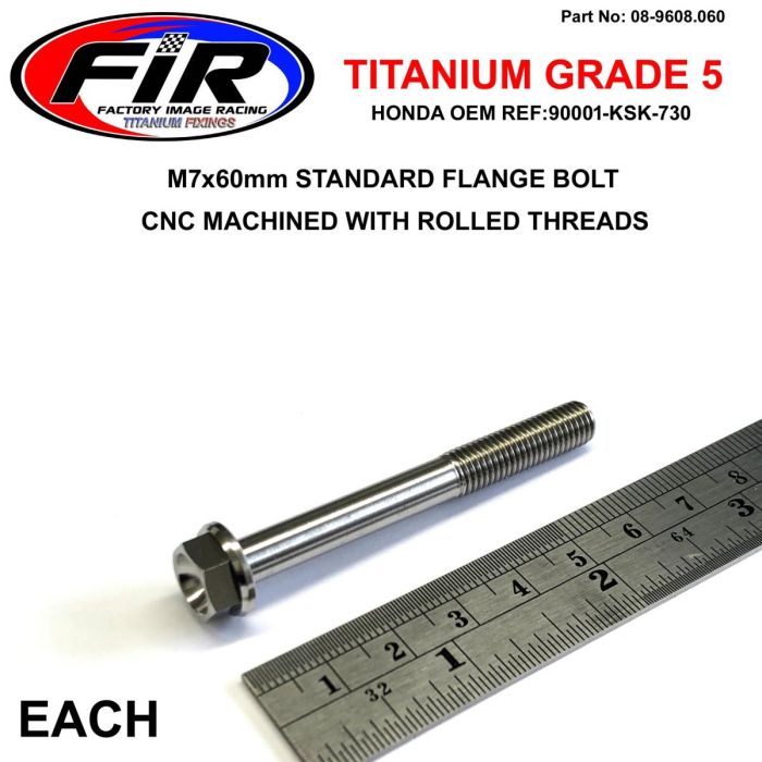 Titanium Gr5 Bolt M7 X 60Mm Varje Flänsod: 13Mm / Hexstorlek: 10Mm / 90001-Ksk-730 92153-1045 - Generiska Muttrar Och Bultar - Titanium