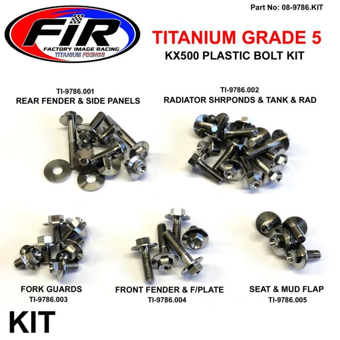 Gr5 Titanium Plast Bolt Kit Kx500 88>04 / Kx125 250 88>89 Factroy Image Racing - Karosseri - Titanium