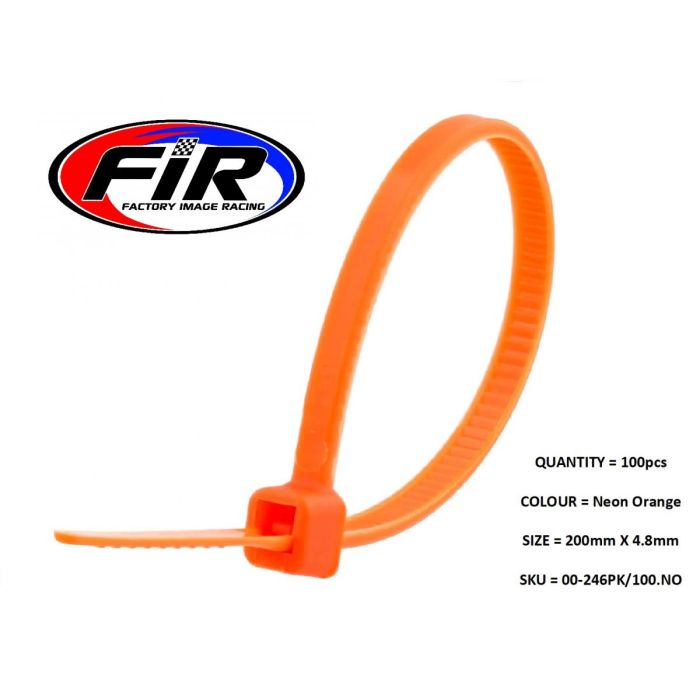 Nylon Kabelbindställningar - Neonorange 200 Mm X 48 Mm - Pack Om 100