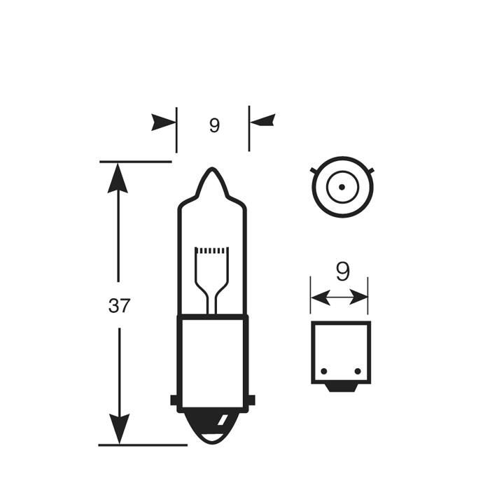 Glöda 12V-23W Mini Ind.9Mm