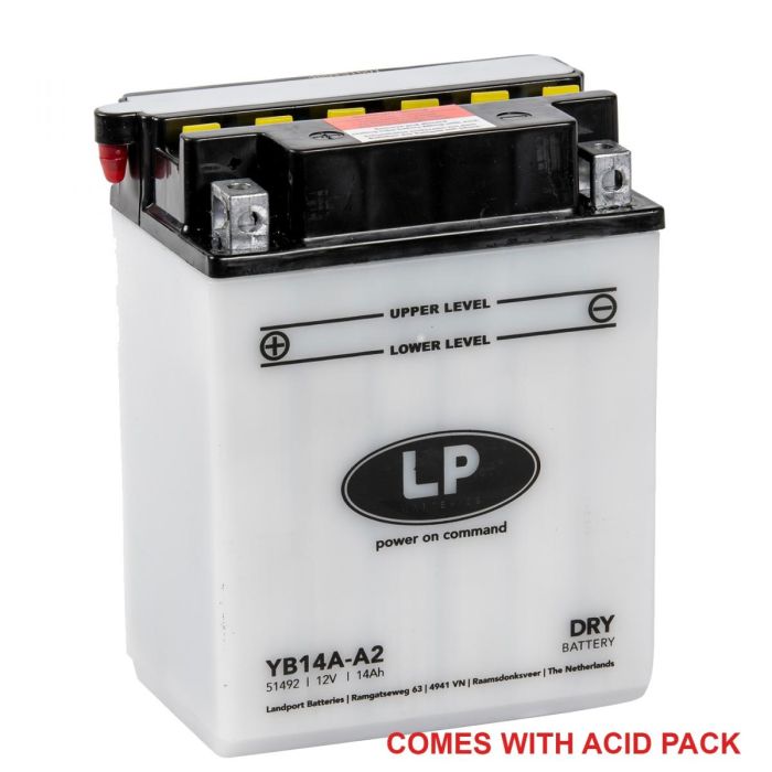 Batteri Lb14A-A2 12V 14Ah Landporttorr Med Syrapack Väg Mc Ma Yb14A-A2 Md Lb14A-A2