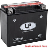 Batteri Ltx20L-Bs 12V M.Free Landport 51801 Agm Underhållsfri Mb Ytx20L-Bs Ma Ltx20L-Bs