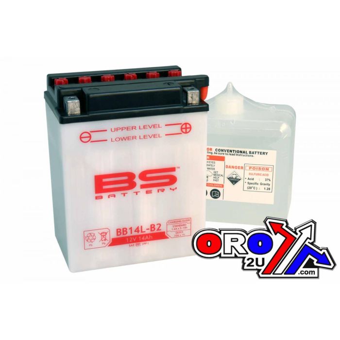 Batteri Yb14L-B2 12V 14Ah. Bs Bs Med Syrapack Bb14L-B2 310570 Bs-Bb14L-B2