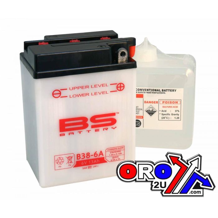 Batteri B38-6A 6V 13Ah Bs Bs Med Syrapack 310520 Bs-B38-6A