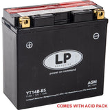 Batteri Lt14B-Bs 12V 12Ah Landport 51203 Underhållsfritt Yt14B-4 Agm