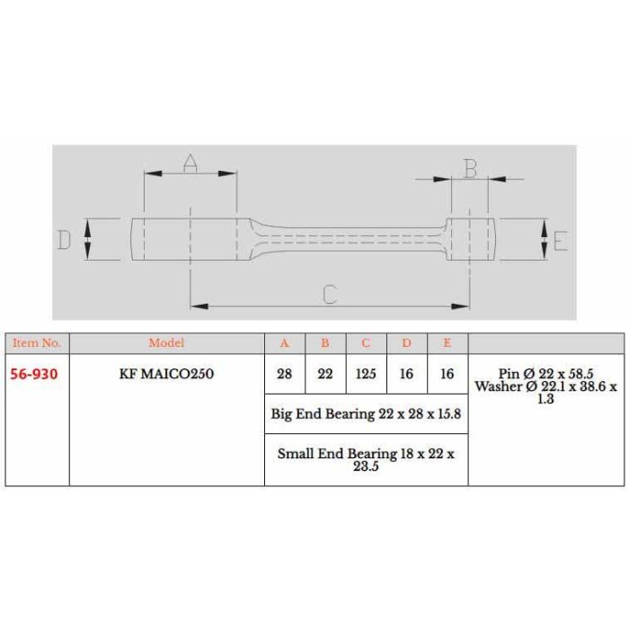 Veggstadsset Maico 250 Ro-8208 125-18-22-16-16-585 Mm Namura Rx-12001 Mx-09066