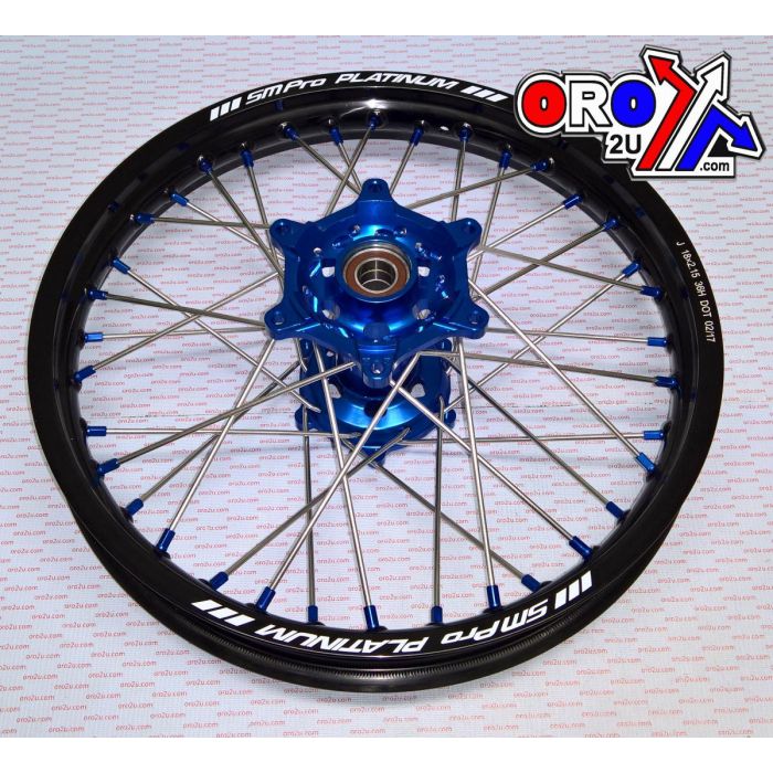 18X2.15 Hjul Ktm Svart/Blåt Mx-5030 Svart Fälg Blåt Hub Sp05204840104 Blå Niplar