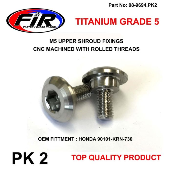 M5 Rad Shroud Bolts Honda Pk 2 Titanium Grade 5 /  Oem Ref: 90101-Krn-730 - Karosseri - Titanium