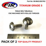 Titanium Gr5 Panelbolt M6X20Mm Pack Om 2 / Metrisk Grov - Karosseri - Titanium