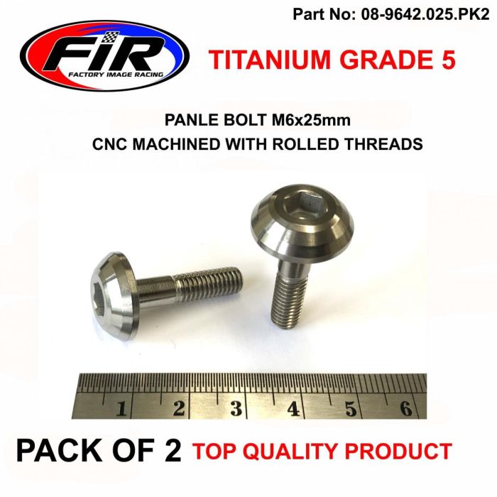 Titanium Gr5 Panel Bolt M6X25Mm Pack Om 2 / Metric Coarse - Karosseri - Titanium