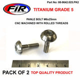 Titanium Gr5 Panel Bolt M6X25Mm Pack Om 2 / Metric Coarse - Karosseri - Titanium