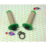 Lock On Grip Set 98-19 Kawasaki Halv Våffel Mjukgrå/Grön Odi Style Gran -