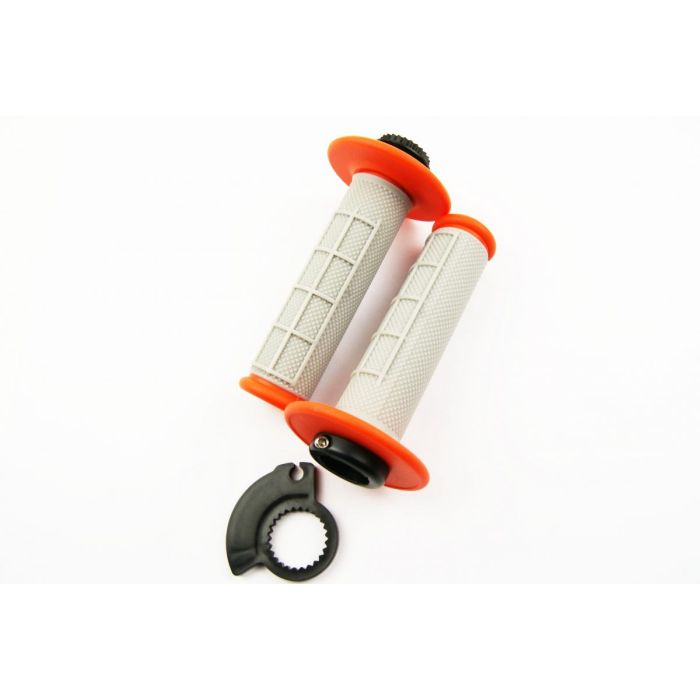 Lock On Grip Set Ktm Husq Honda Halvvaffel Mjukgrå/Orange Odi Style Gran -