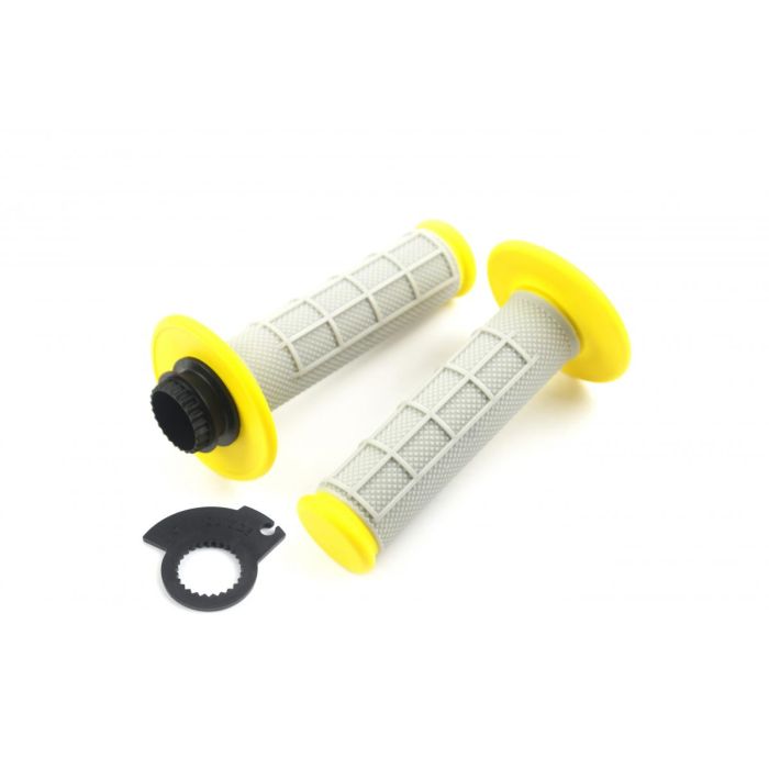 Lock On Grip Set Kx Rm Yz Halvvaffel Mjukgrå/Gul Odi Style Gran -