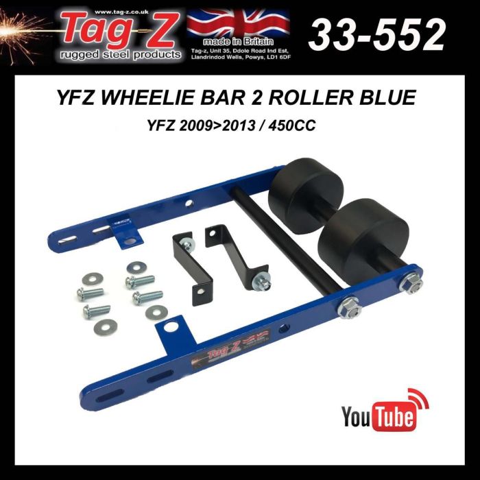 Yfz Wheelie Bar 2 Roller Blue Atv Quad Wheelie Saver / Catch 34Kg 34X22X7Cm / Yfz 2009>2013