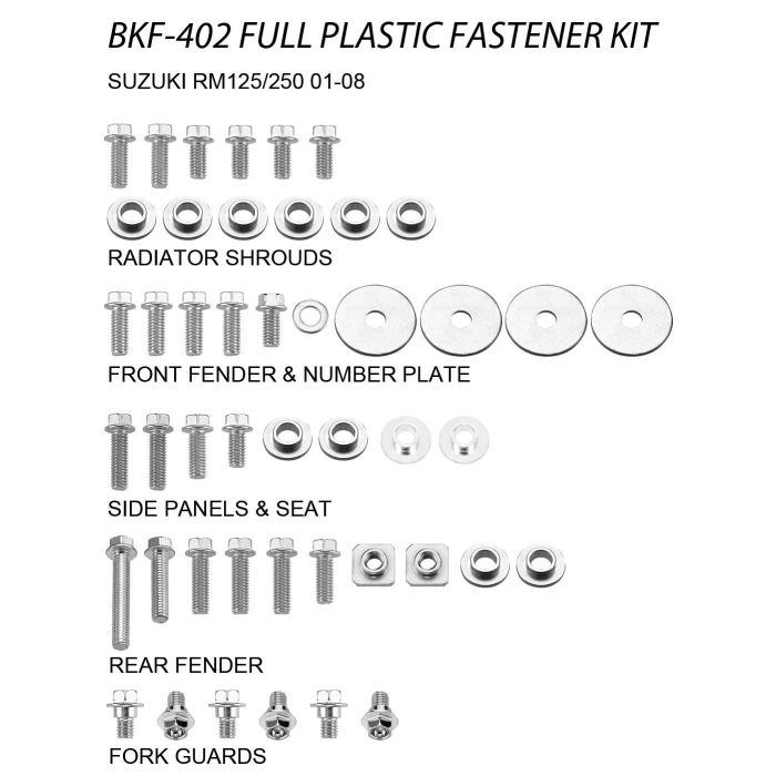 Plastbolt Sat Suzuki Stil Fullständig Plastfästningssats