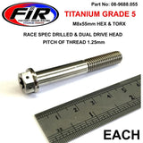 Titanium Bolt M8X55Mmeach Grad 5 / Race Spec Dualdrive - Generiska Muttrar Och Bultar - Titanium