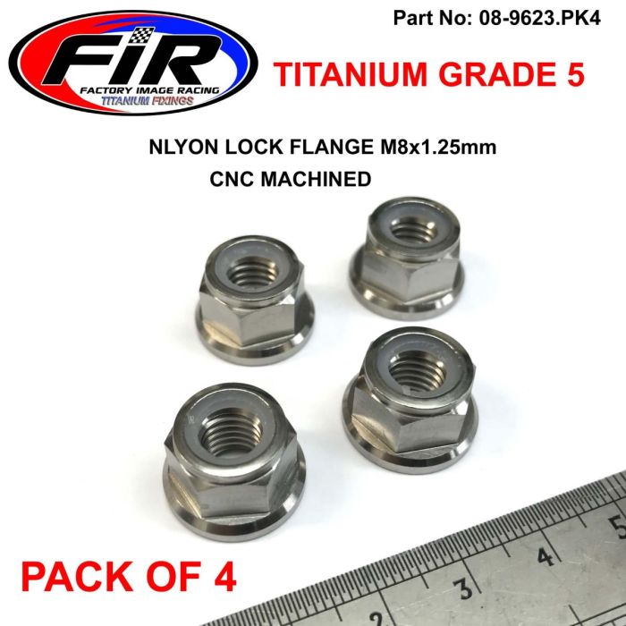 Titanium Gr5 M8X1.25Mm Mutter Nylonfläns / Grade 5 / Pk4 - Generiska Muttrar Och Bultar - Titanium