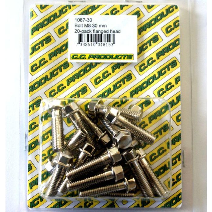 M8 X 30 Mm Flänsbolt 20 Pack 10 Mm Hex