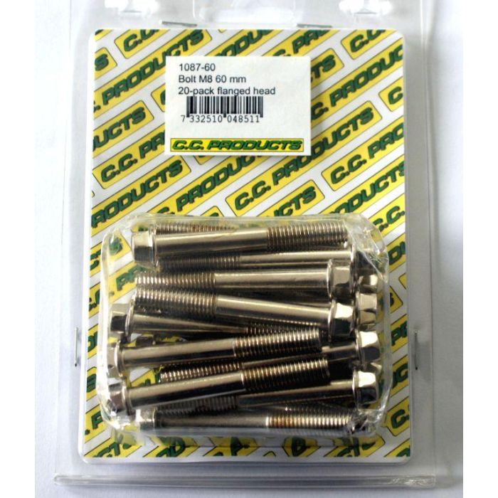 M8 X 60 Mm Flänsbolt 20 Pack 10 Mm Hex