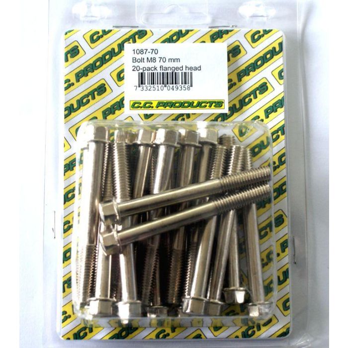 M8 X 70 Mm Flänsbolt Pack Med 20 10 Mm Hex