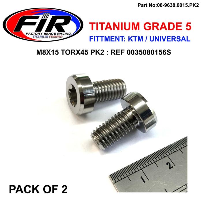 Gr5 Screw M8X15 Torx45 Pk2 Titanium - Ktm 0035080156S - Generiska Muttrar Och Bultar - Titanium