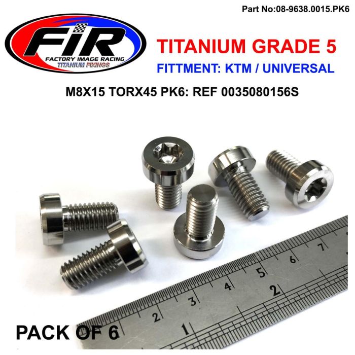 Gr5 Övre Motorboltsett Om 6 Ktm-Skruv M8X15 Torx45 Pk6 / 0035080156S - Motorbultsatser - Titanium