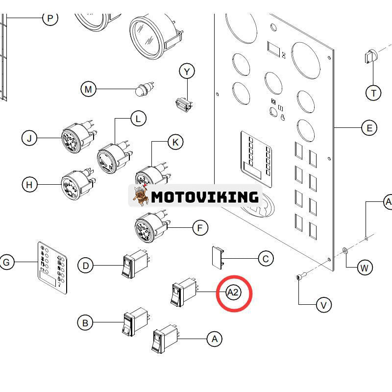 Etervippbrytare 22054068 för Ingersoll Rand luftkompressor XHP-1170-FRAME-CAT XP750WCU XP825WCU HP675WCU HP750WCU