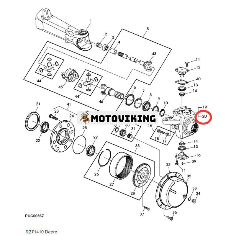 Styrspindel R271410 för John Deere Engine 3029 4045 5030 Traktor 4045 5090M 5310 5425 5615 5625 5090R 5525 5403 5415 5410 5715