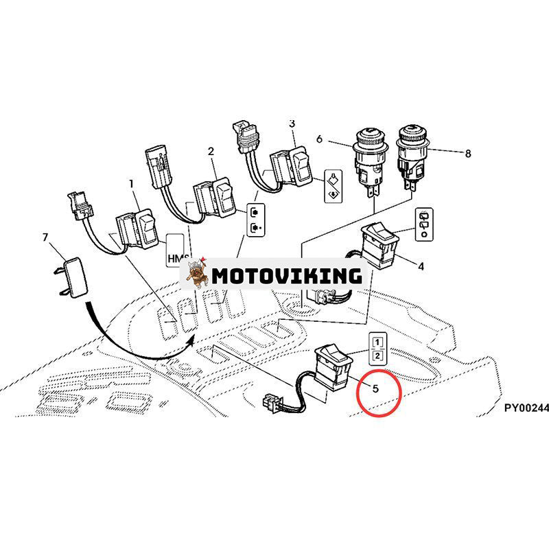 Vipp-/vippbrytare AL167960 för John Deere traktor 6420 6520 6620 6820 6920 7220 7320 7420 7520