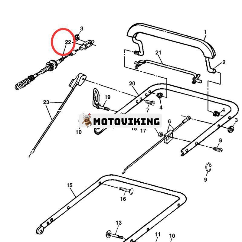 Push Pull-kabel GC00153 för John Deere Walk Behind Mower JS63 JS63C JS63E