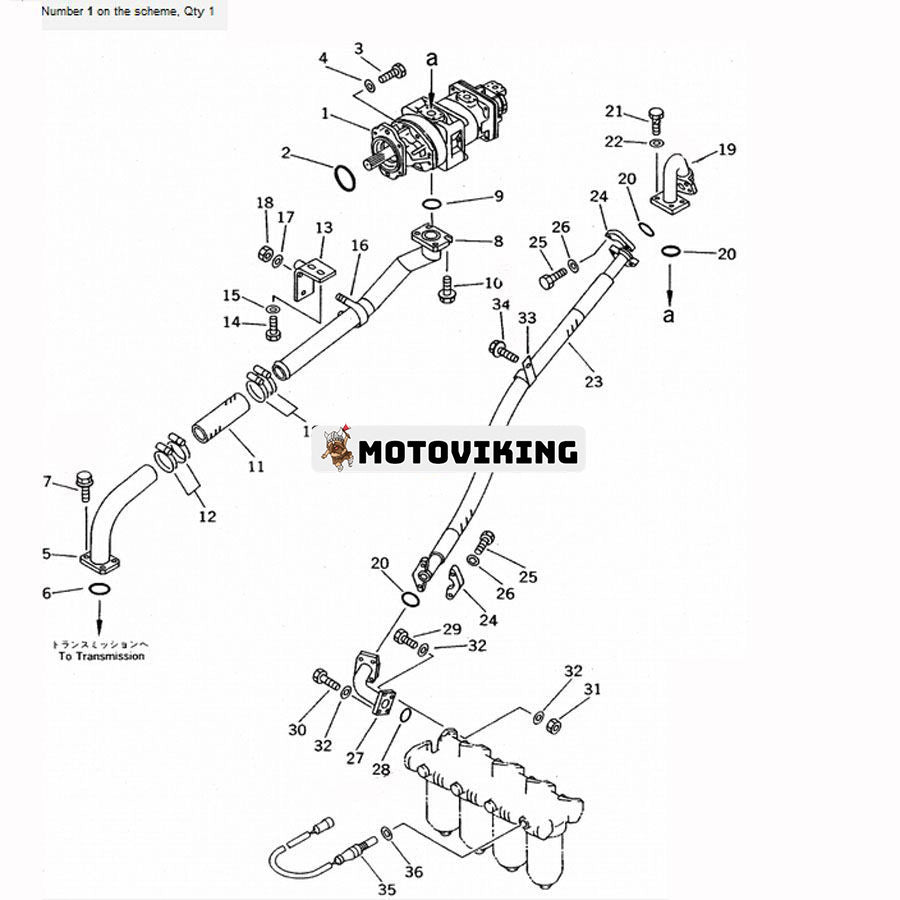 För Komatsu hjullastare WA700-1 WA700-1L SAR160+28+20 Pump Ass'y 705-56-43010