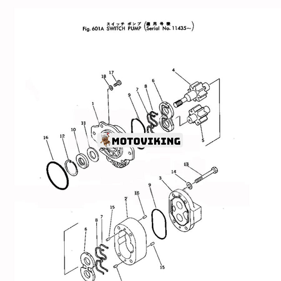 Switch Pump 705-11-36100 för Komatsu hjullastare 530B-1 530-1