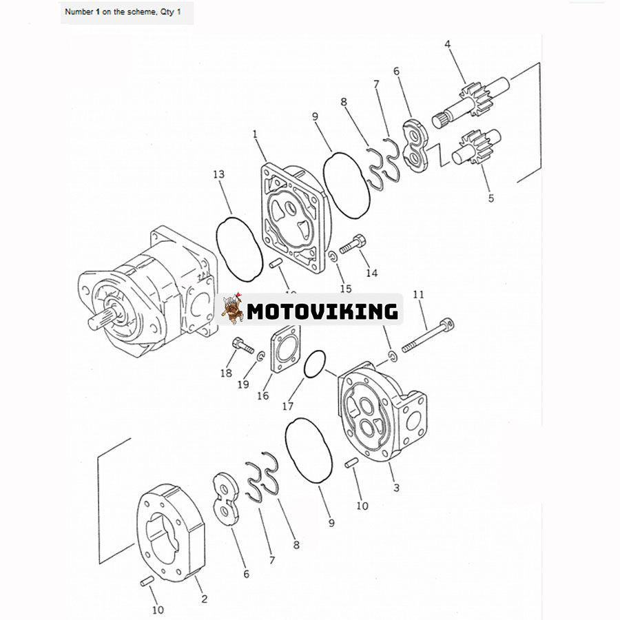 Hydraulpump 705-51-20070 för Komatsu hjullastare WA180-1 WA300-1-A WA320-1