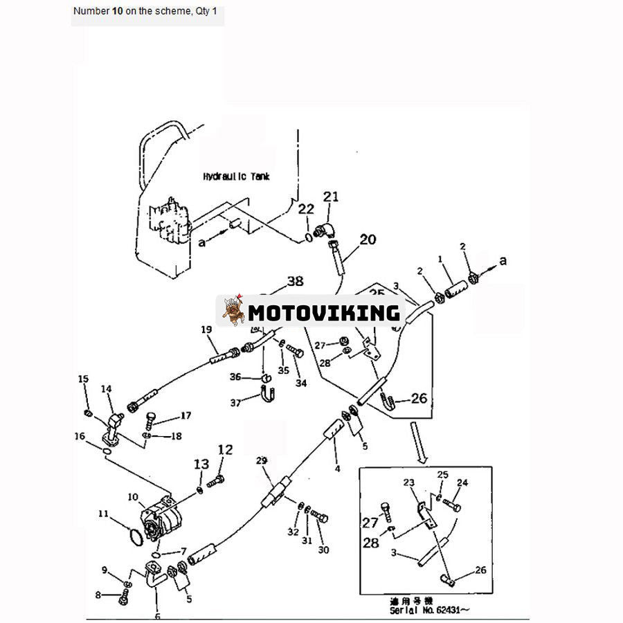 För Komatsu Bulldozer D20A-6 D20P-6 D20P-6A D20P-7A Arbetsutrustningspump 705-61-28010