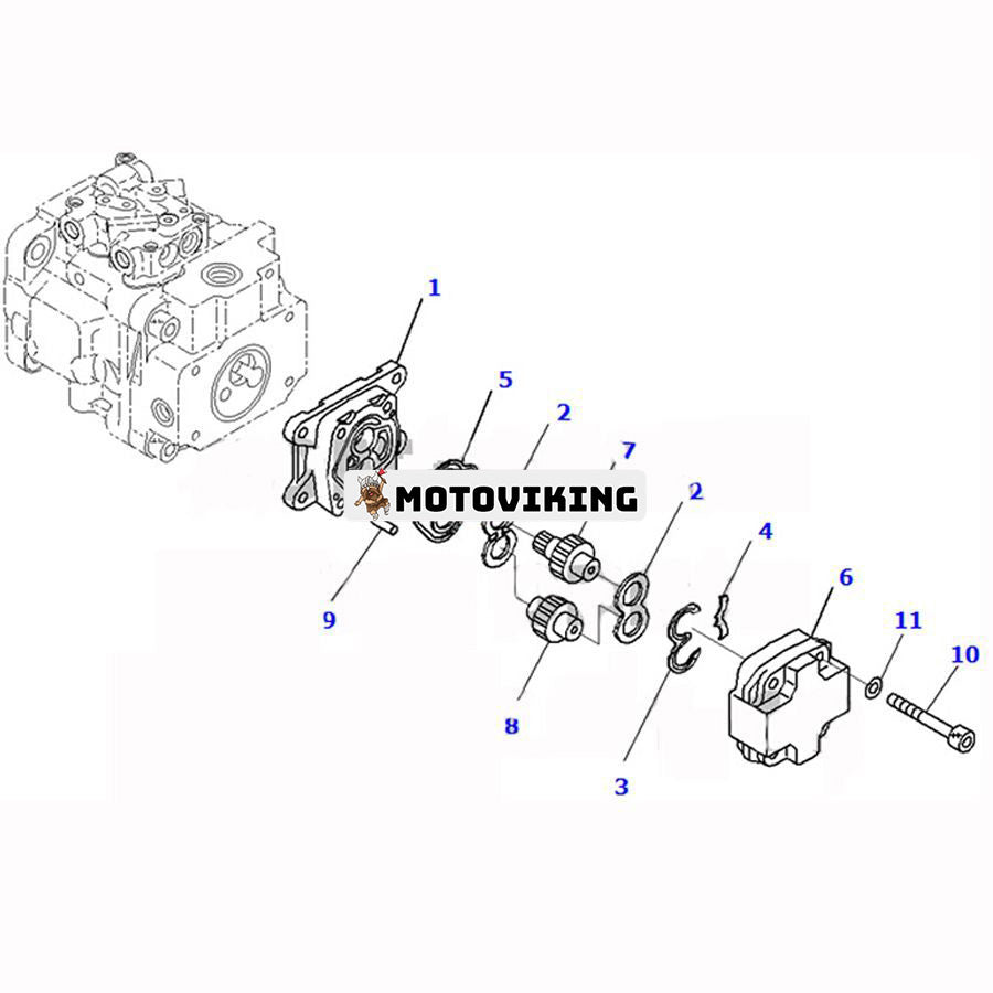 För Komatsu grävmaskin PC27MR-2 PC27MR-3 PC30MR-2 PC30MR-3 PC30UU-3 kugghjulspump 705-41-02700