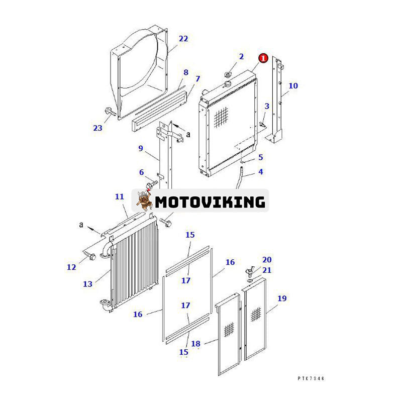 Vattentankkylare 22B-03-11111 för Komatsu PC128UU-2 PC128US-2 PC158US-2 PC158USLC-2 PC138US-2 PC138USLC-2