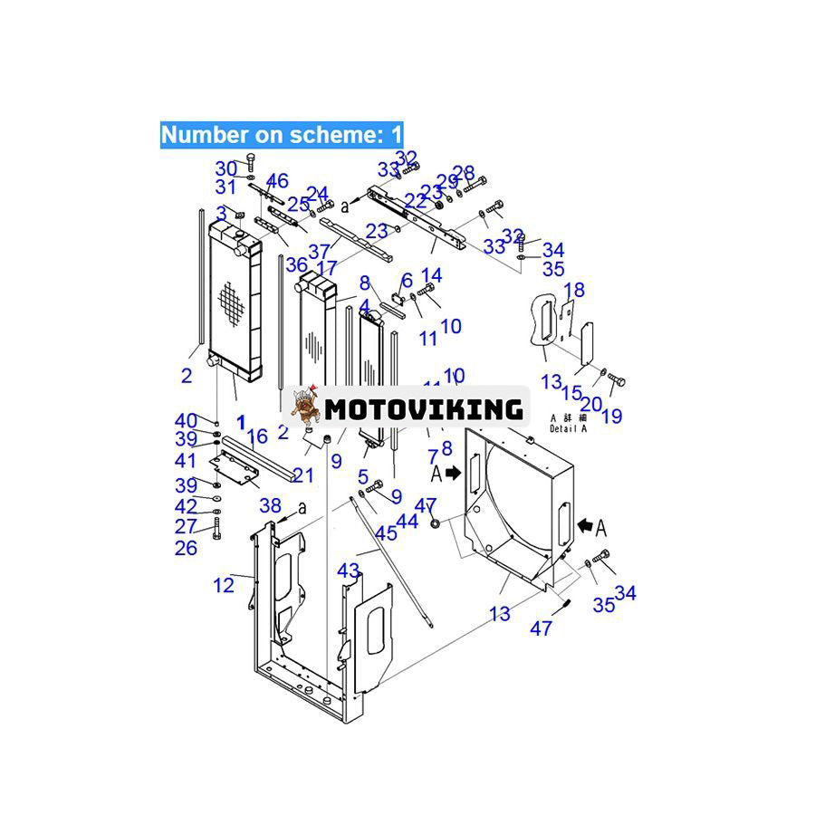 För Komatsu hjullastare WA380Z-6 Vattentank Kylare ASS'Y 423-03-41440