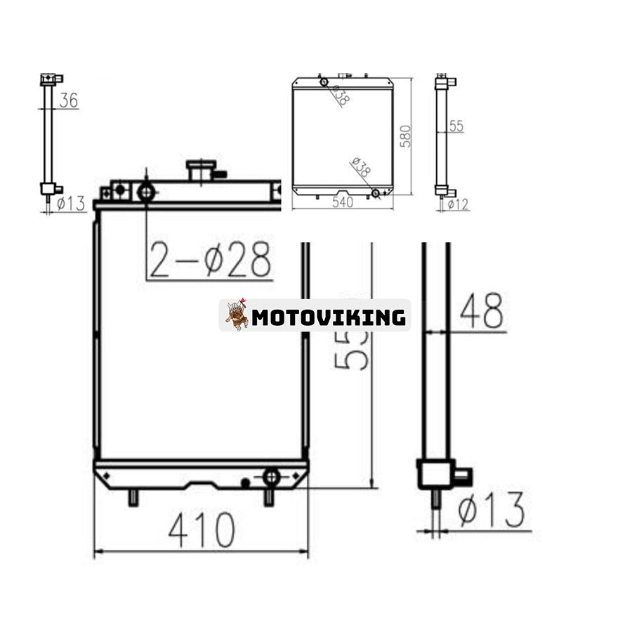 För Yanmar Grävmaskin US50 Vattentank Kylarkärna ASS'Y 129417-44500