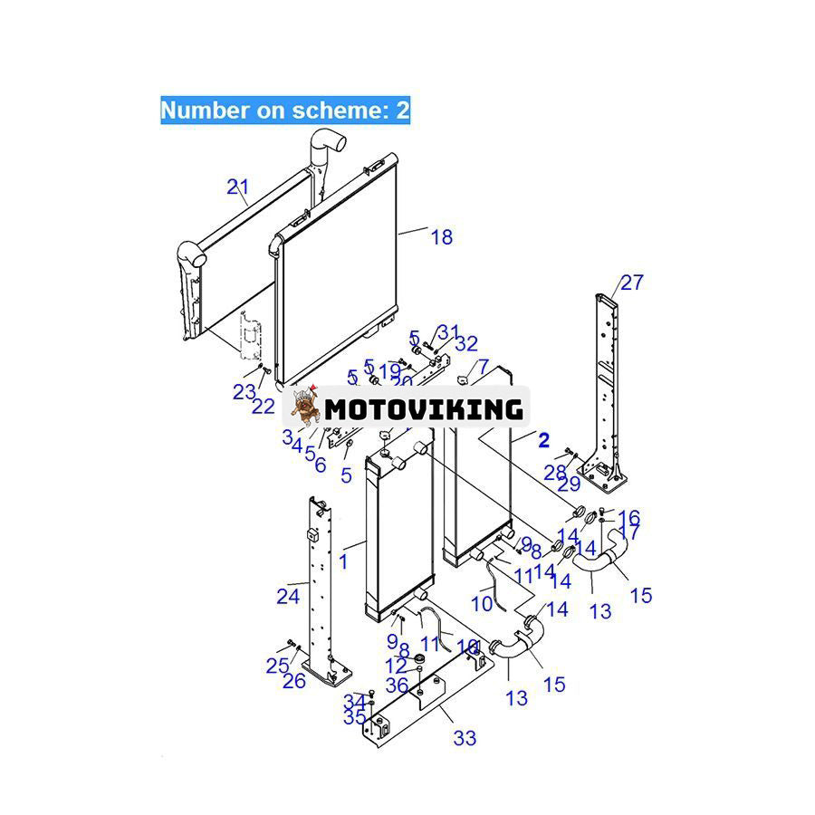 För Komatsu grävmaskin PC600-8 PC650LC-8E0 PC700LC-8E0 PC700LC-8R Vattentankkylare ASS'Y 21M-03-21120