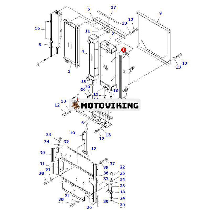 Vattentankkylare 416-03-32451 för Komatsu Loader WA150-5 WA100-5 WA150PZ-5